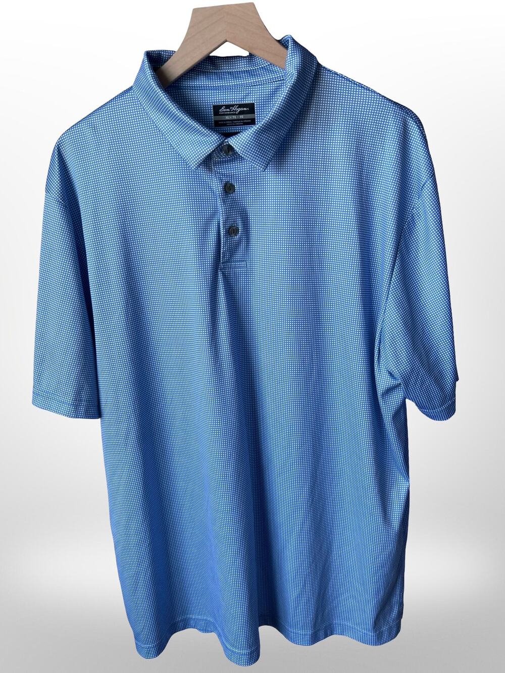Ben Hogan Performance Golf Polo Shirt Mens XL Blue White Gingham Short Sleeve